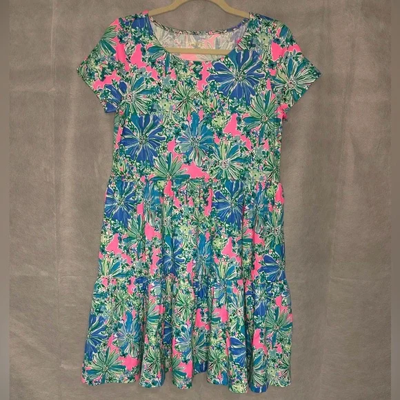 New Lilly Pulitzer Geanna Short Sleeve Dress Soleil Pink Good Hare Day Size S - Picture 3 of 3